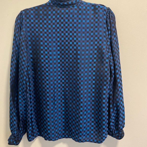 Vintage Satin Checkered Ruffle Top - Picture 7 of 10